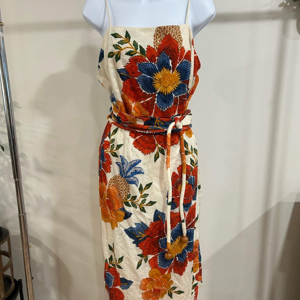 FARM Rio Floral Embroidered Midi Dress